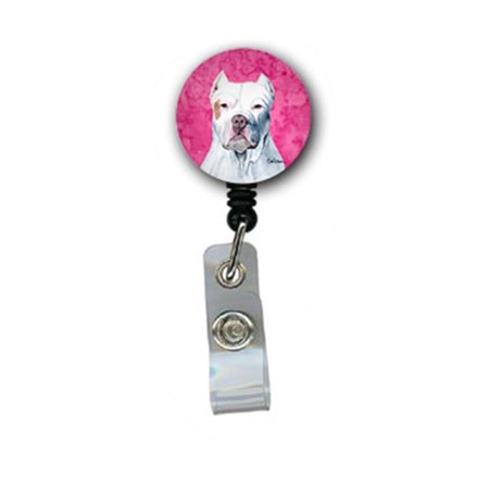 CAROLINES TREASURES Pit Bull Retractable Badge Reel Or Id Holder With Clip SC9130PK-BR